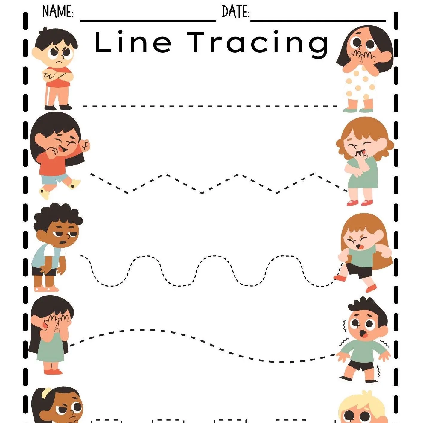Emotions Line Tracing Practice Etsy