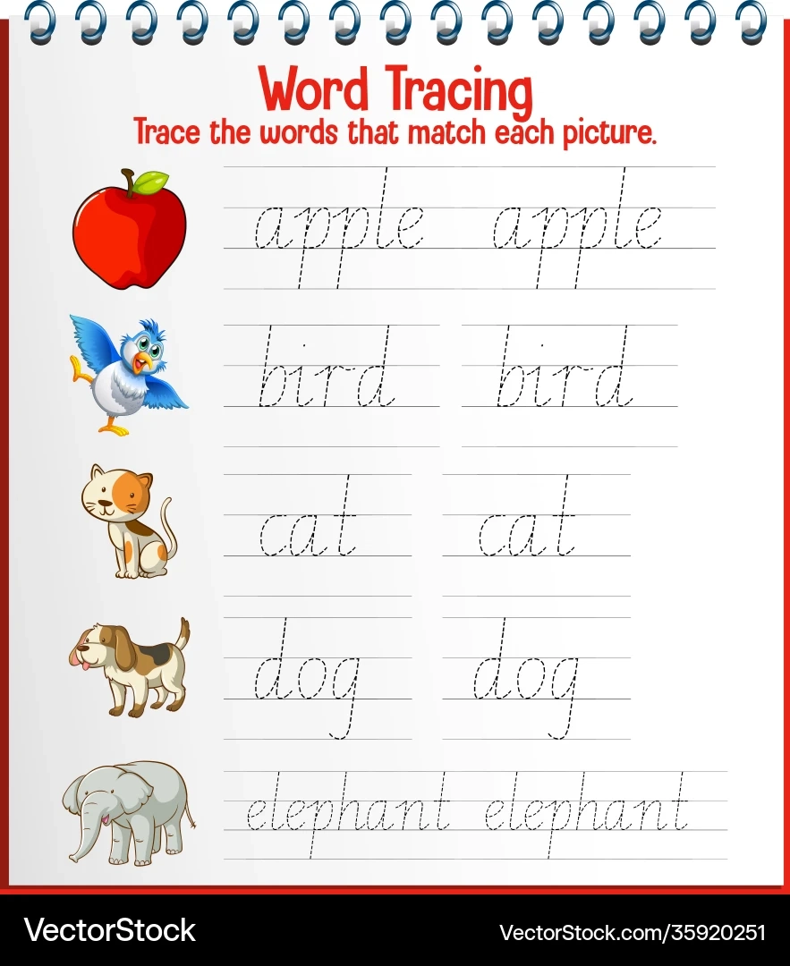 English Alphabet Tracing Worksheets Royalty Free Vector 
