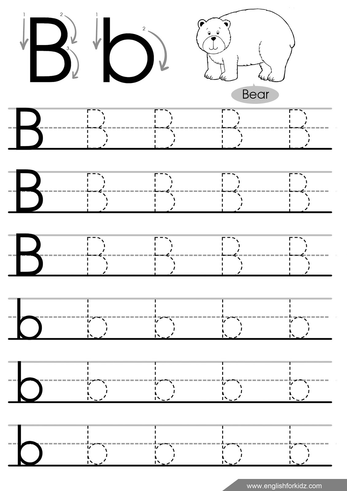 English For Kids Step By Step Letter B Worksheets Flash Cards 