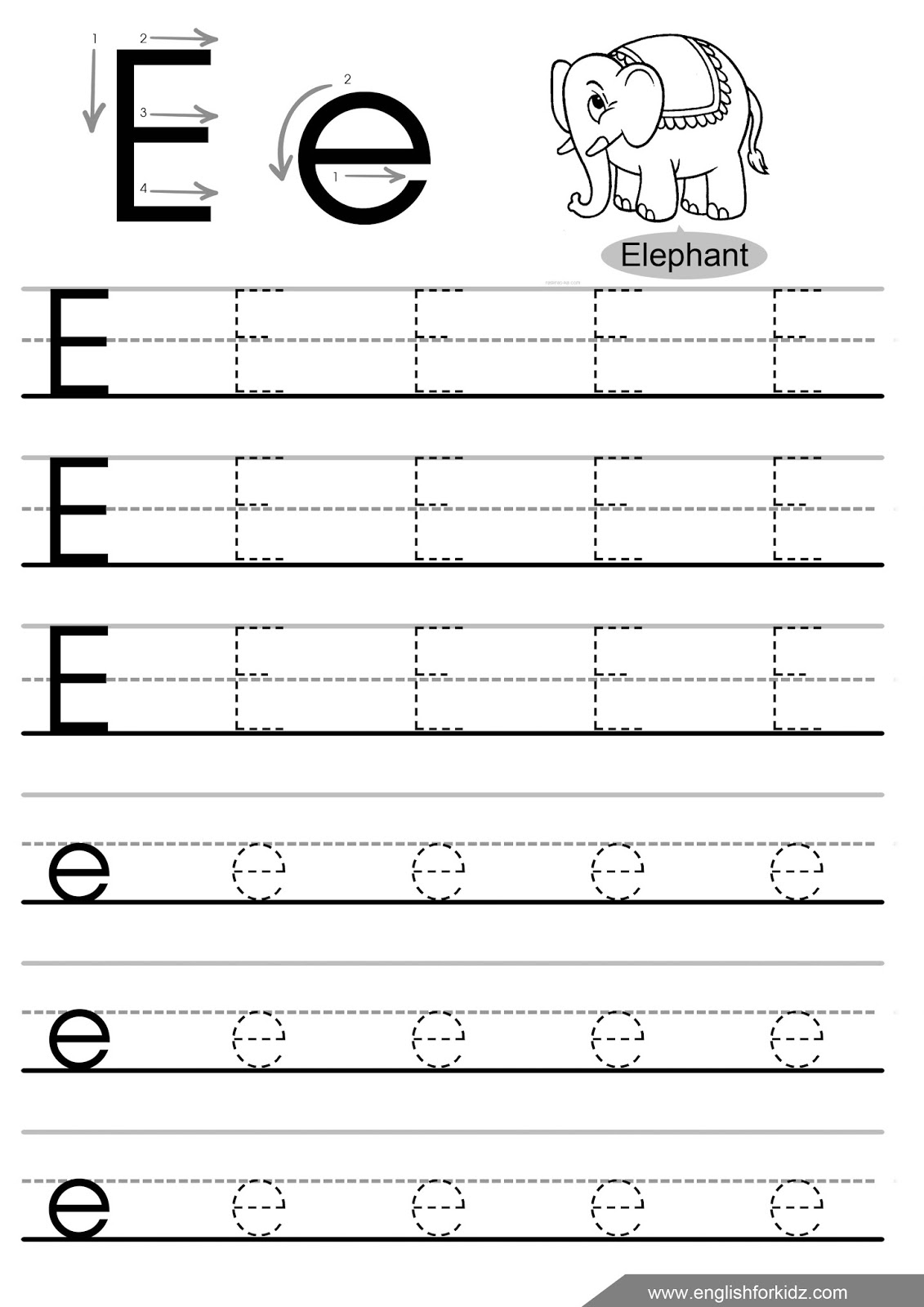 Letter E Tracing Worksheets Letter E Tracing Worksheets
