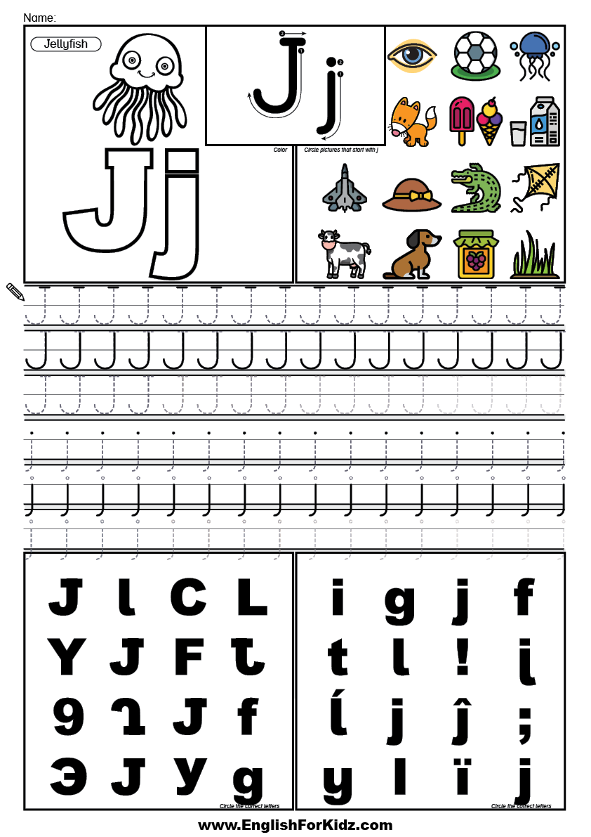 Alphabet Tracing Letter J