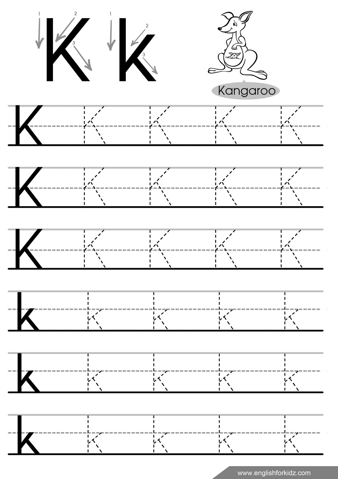 English For Kids Step By Step Letter K Worksheets Flash Cards 