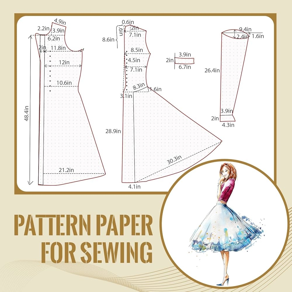 Epakh Dotted Pattern Paper For Sewing 45 Inch X 10 Yards Tracing Paper For Pattern Drafting Spaced Every Inch Alphanumeric Marking Paper For 