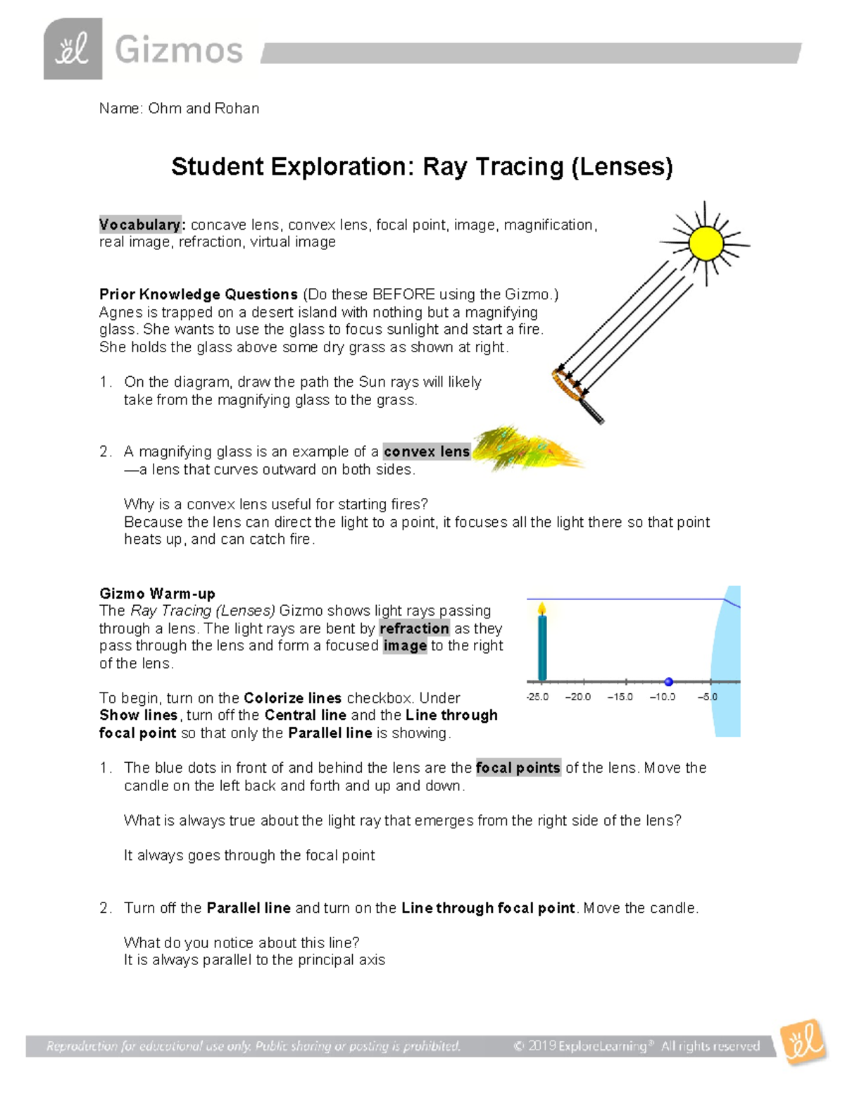 Exploring Ray Tracing With Lenses Student Activity Overview Studocu