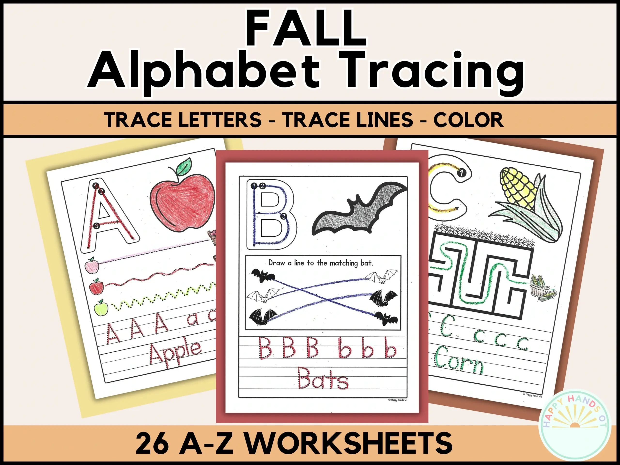 Fall Letter Tracing Worksheets