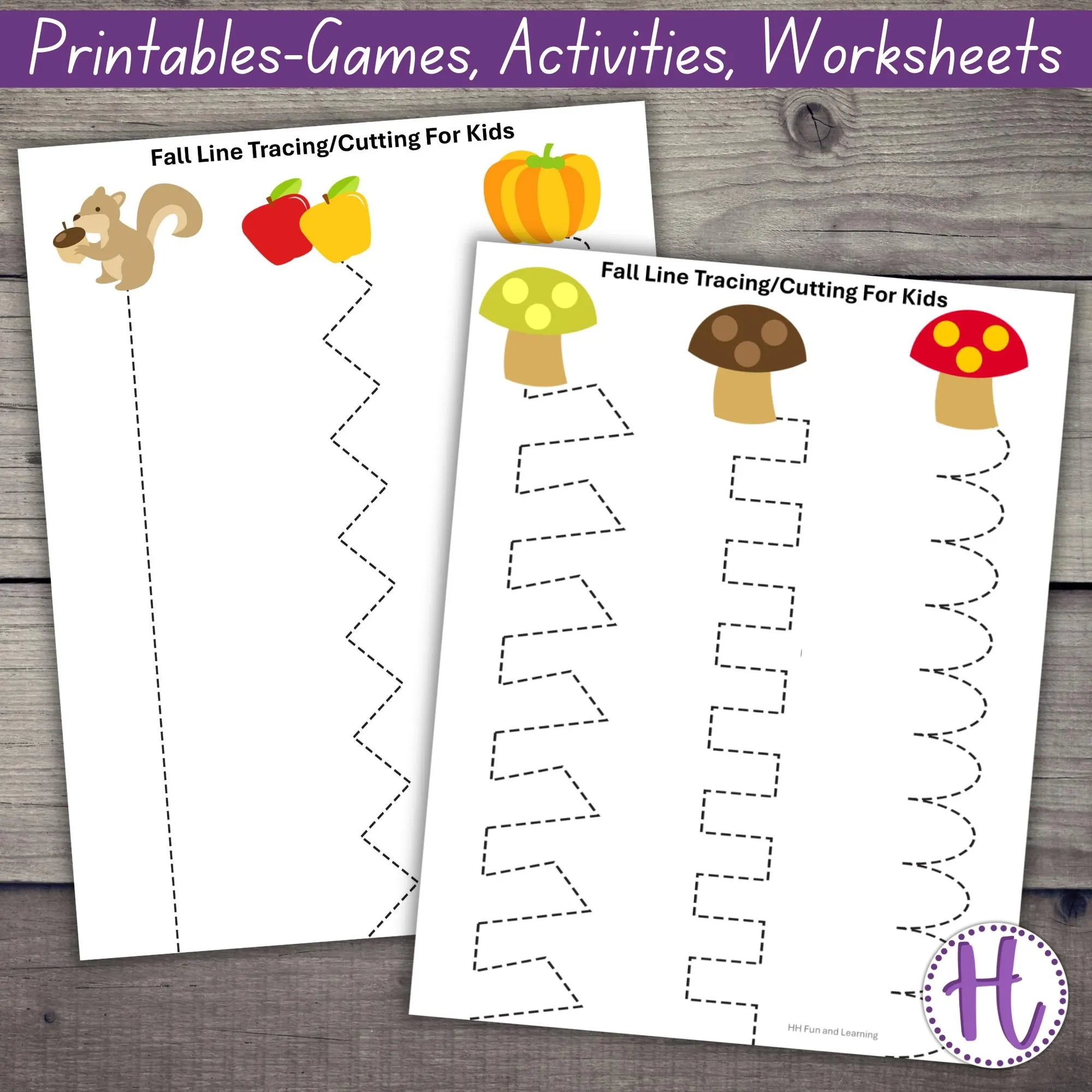 Fall Line Tracing amp Cutting Worksheets Preschool Handwriting 