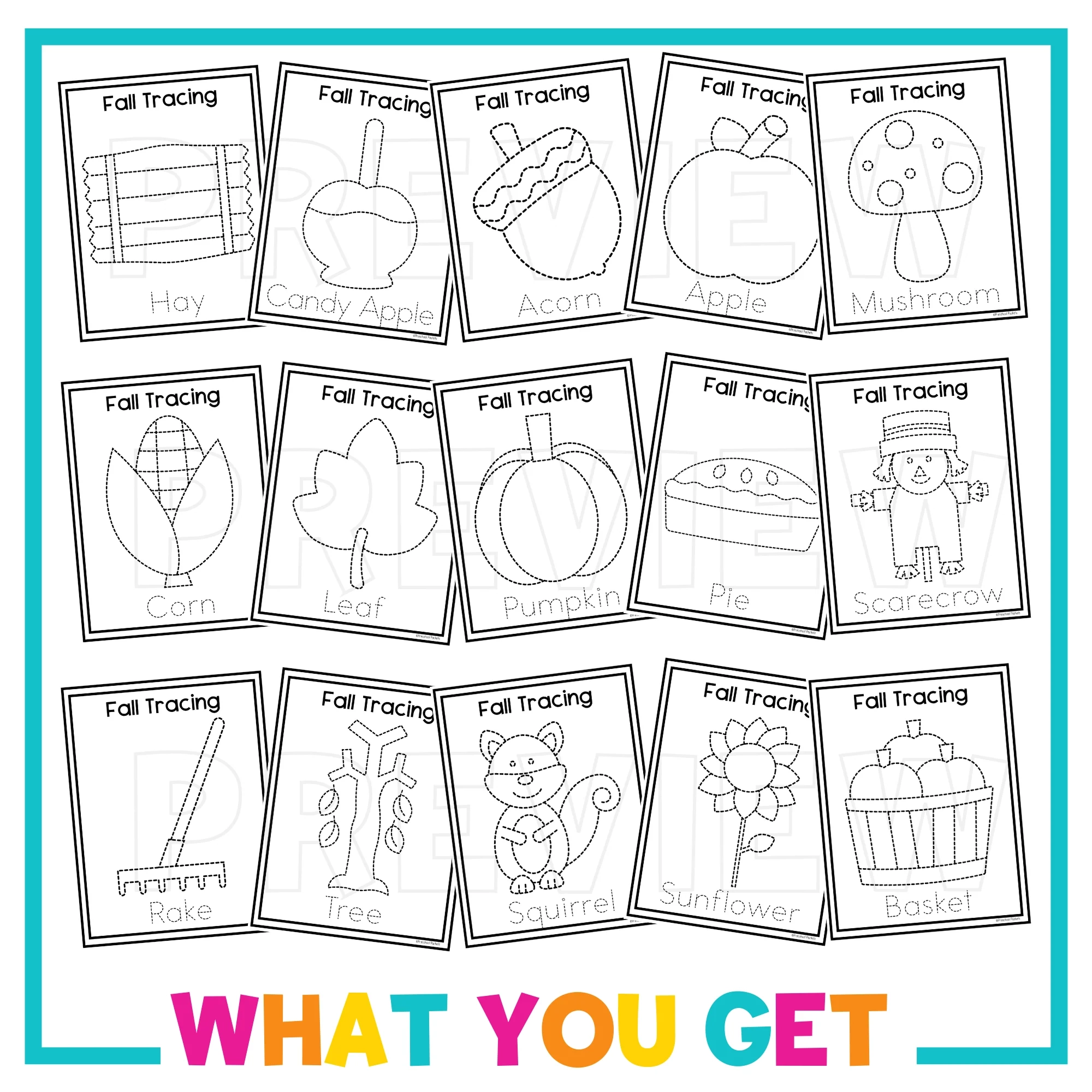 Fall Tracing Worksheets Preschool