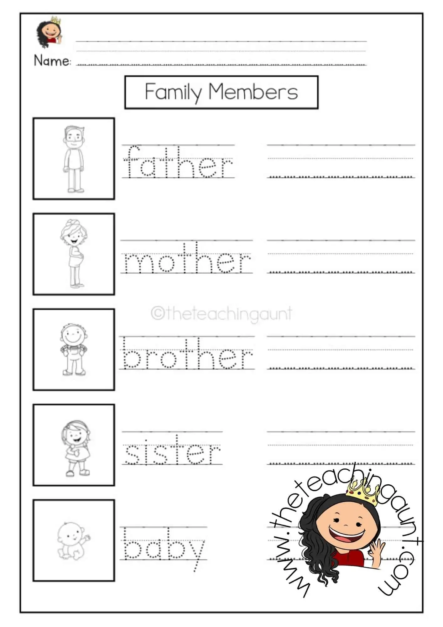 Family Members Worksheets The Teaching Aunt