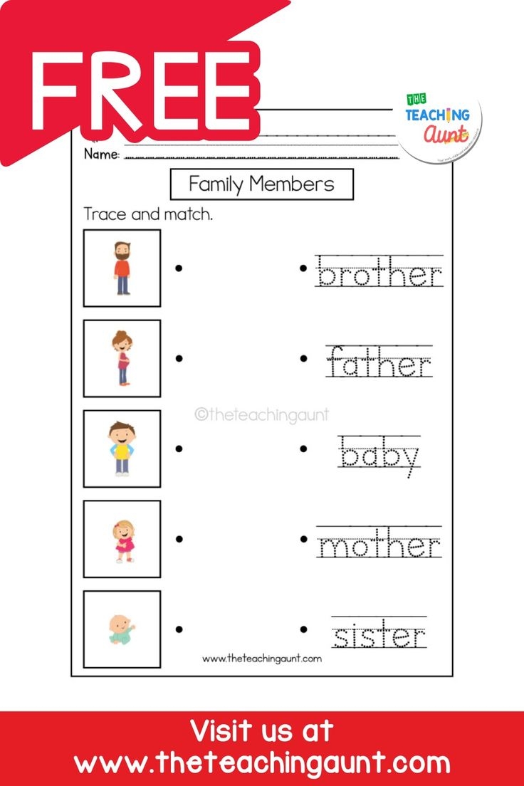 Family Members Tracing Worksheets