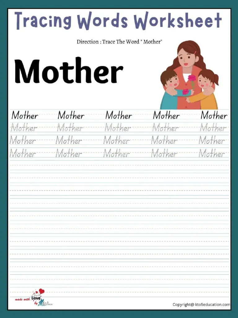 Mom Tracing Worksheet