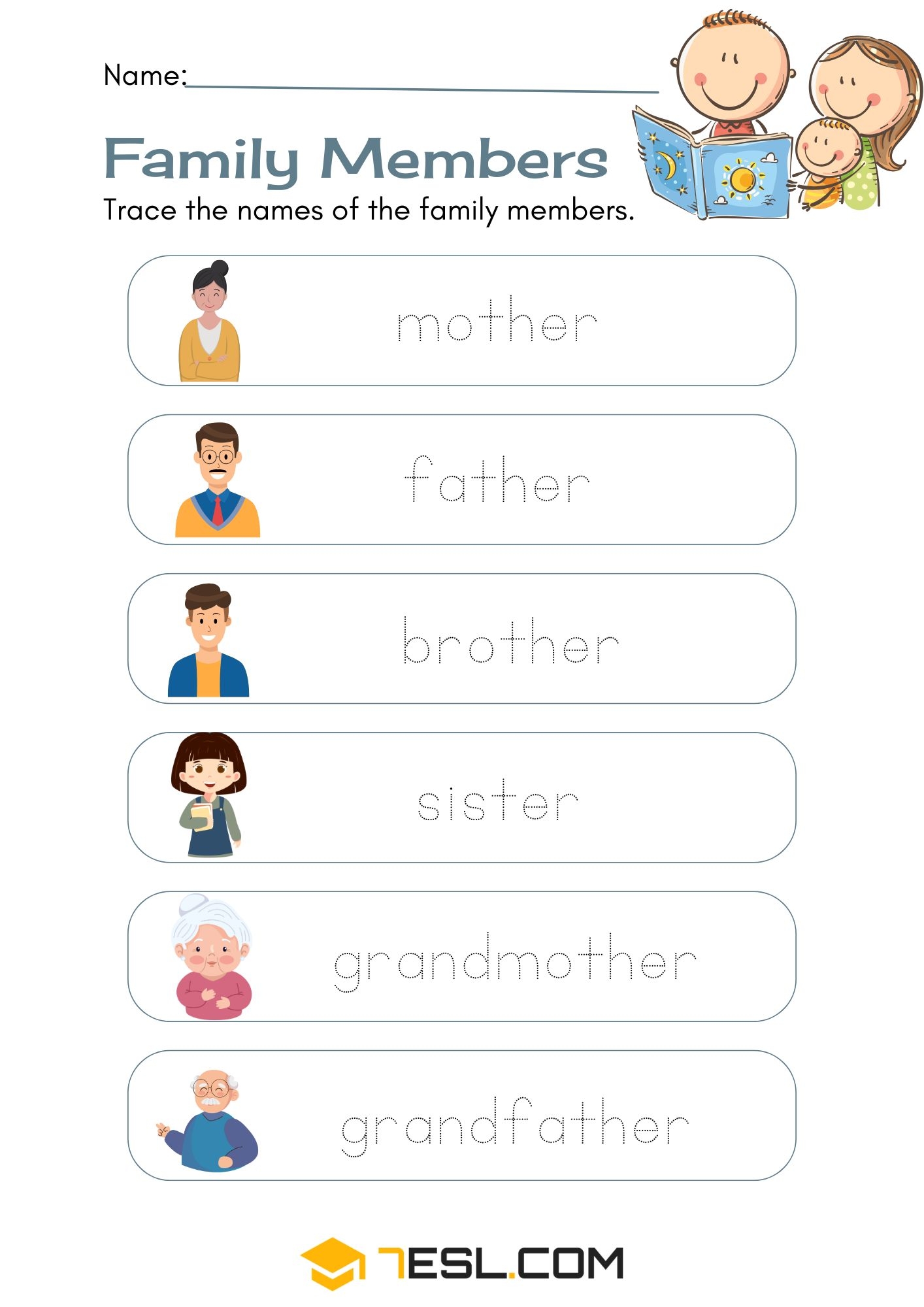 Family Worksheets For Learning English 7ESL