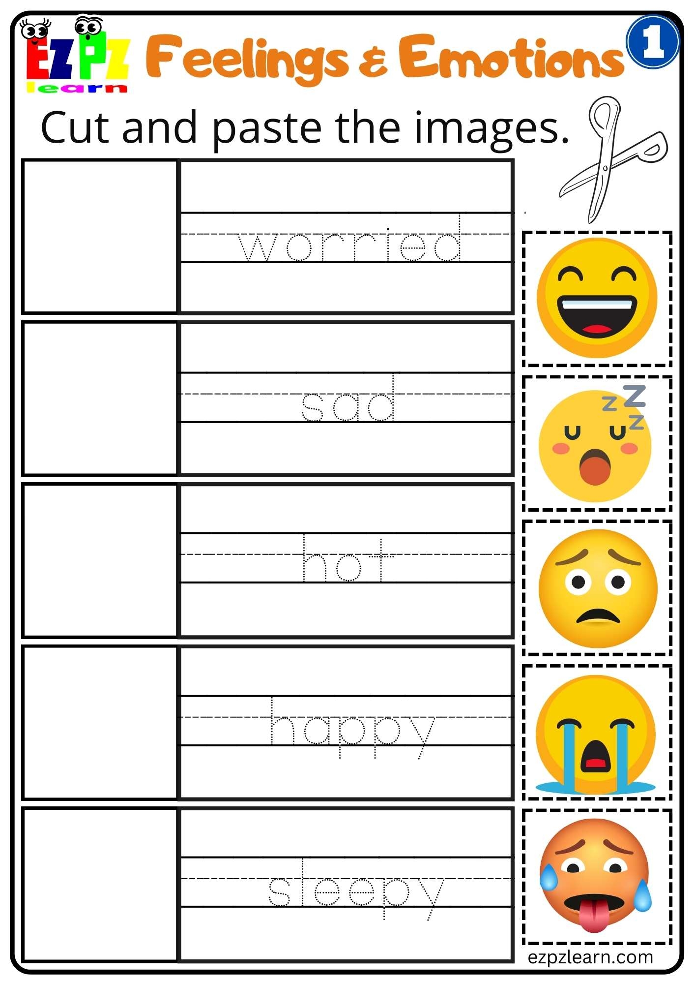 Tracing Emotions Worksheet