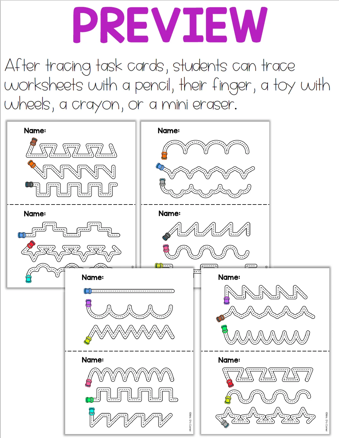 Fine Motor Tracing Lines Work Bin Task Cards Centers For Special 