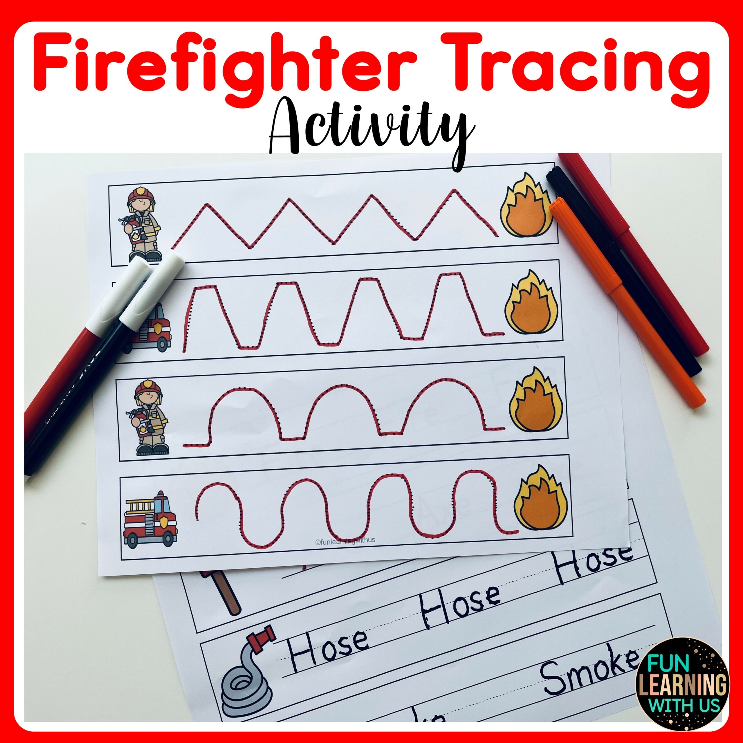 Firefighter Tracing Activity Community Helpers Fine Motor 