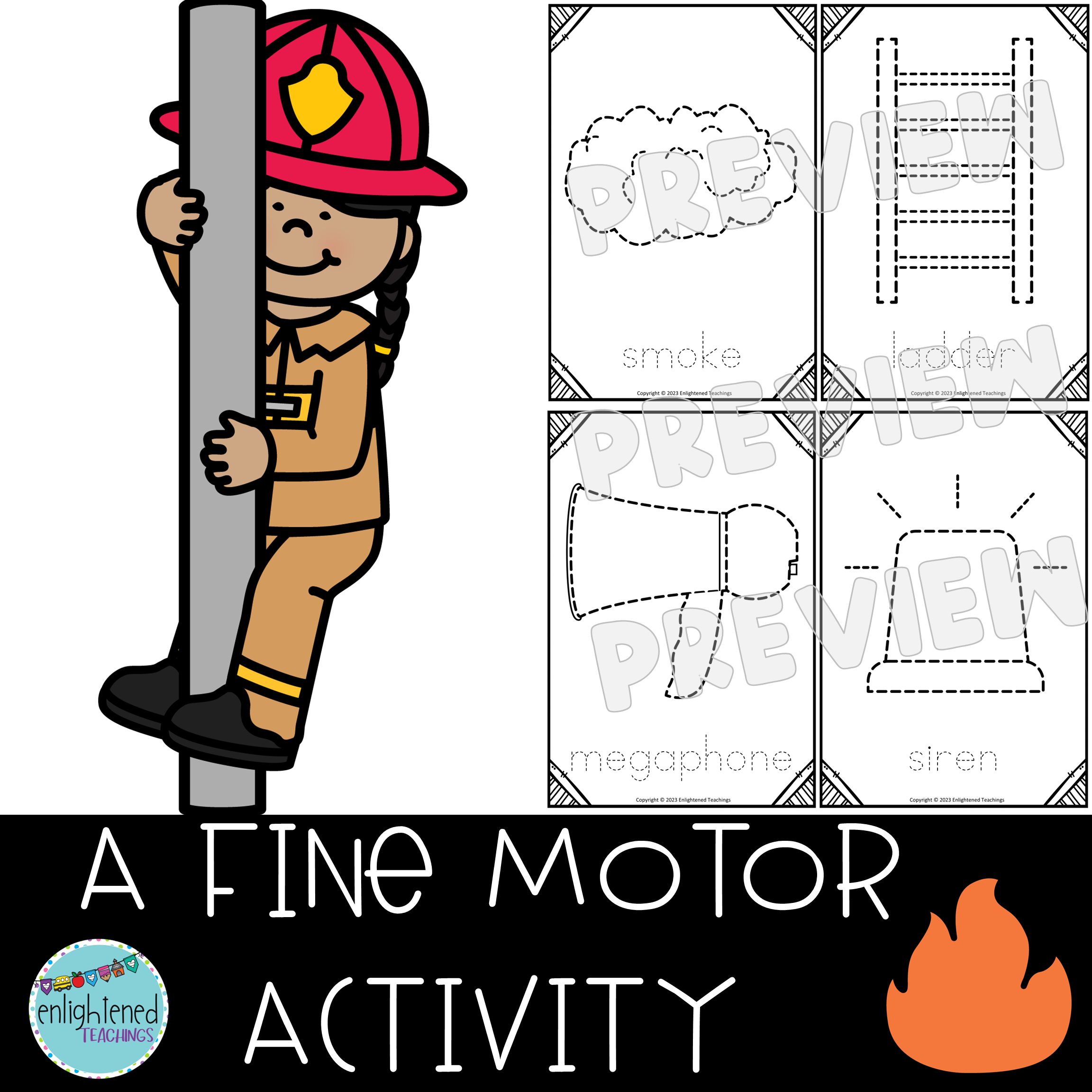 Firefighters Tracing Worksheets Fine Motor Community Helpers 
