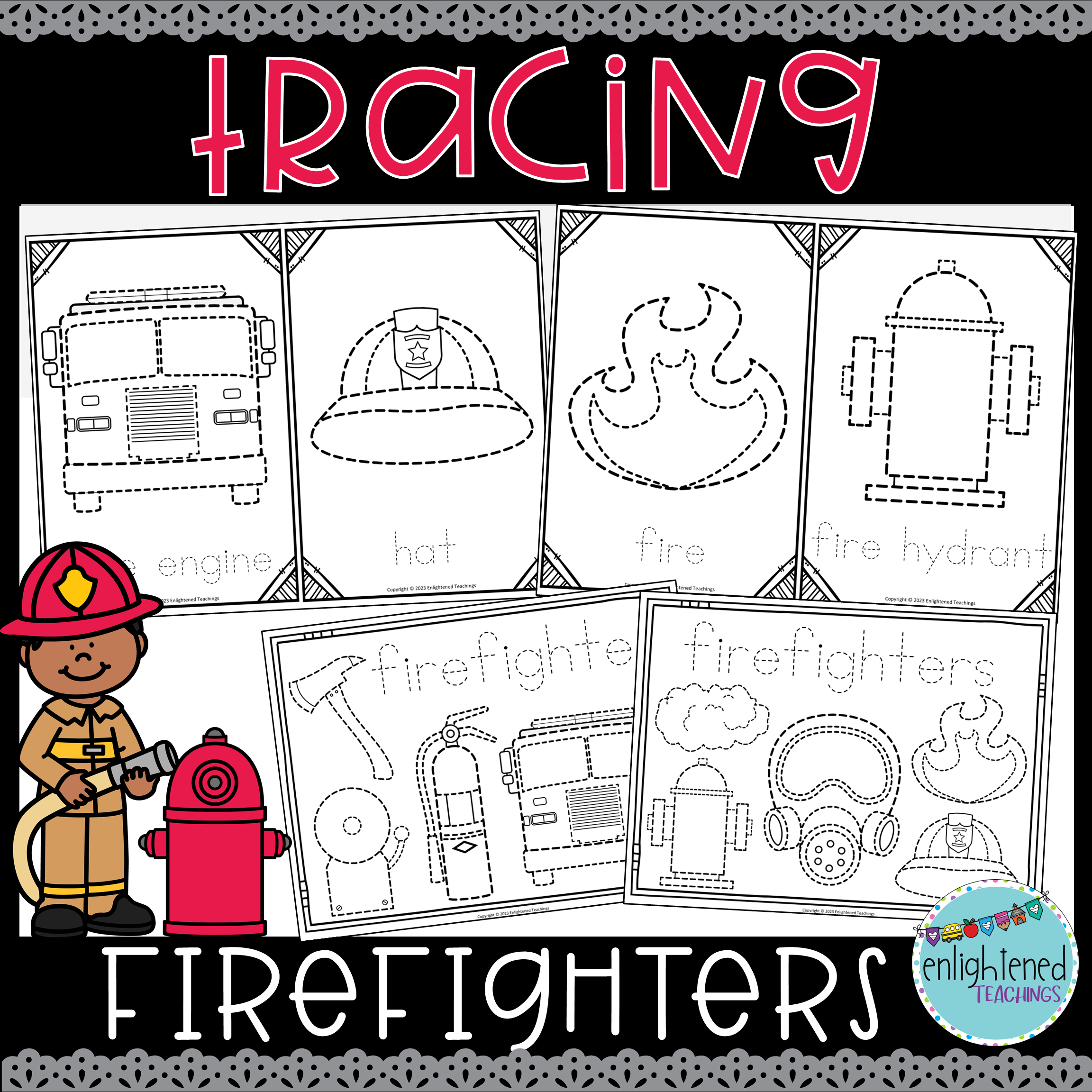 Firefighters Tracing Worksheets Fine Motor Community Helpers 