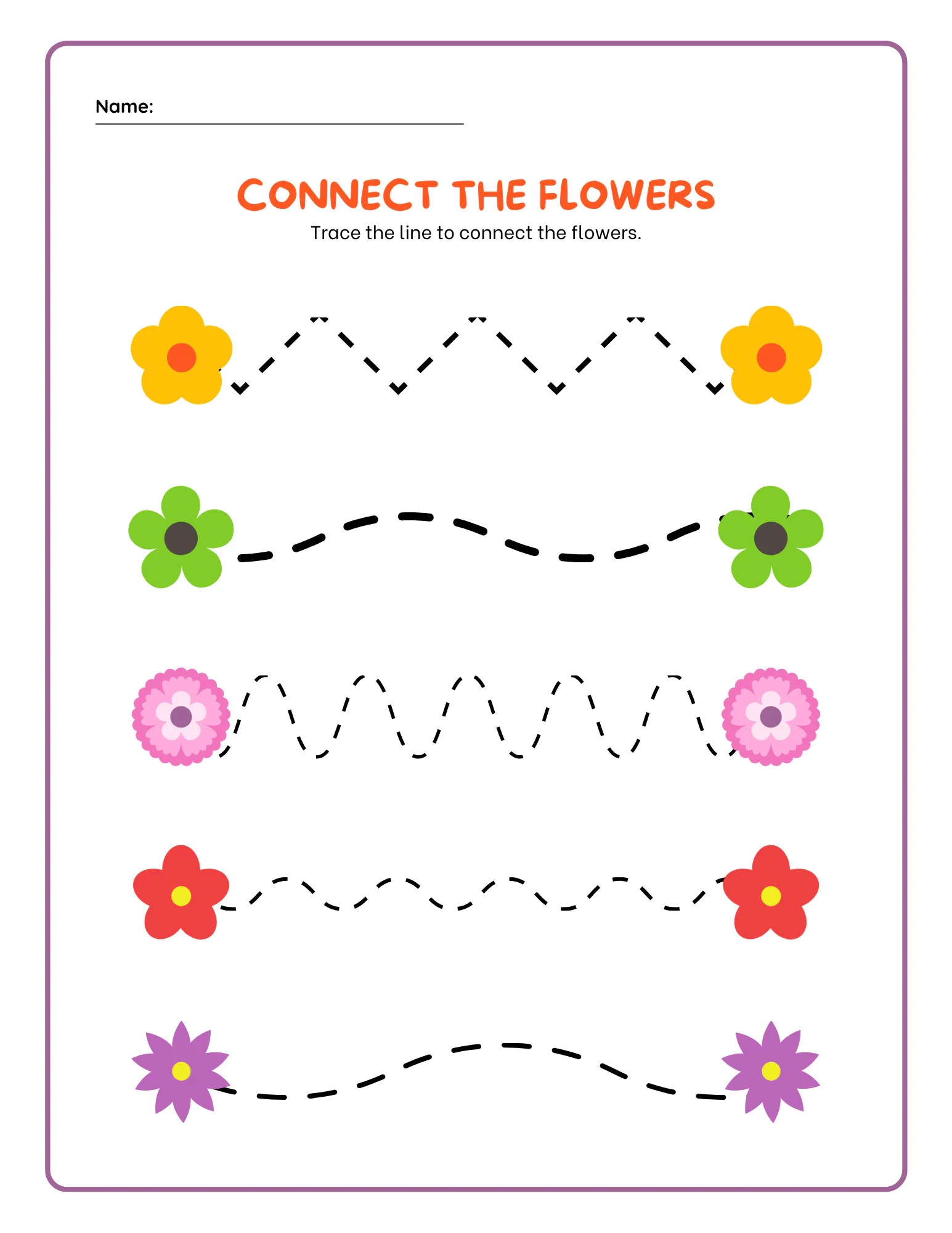 Flower Line Tracing Etsy