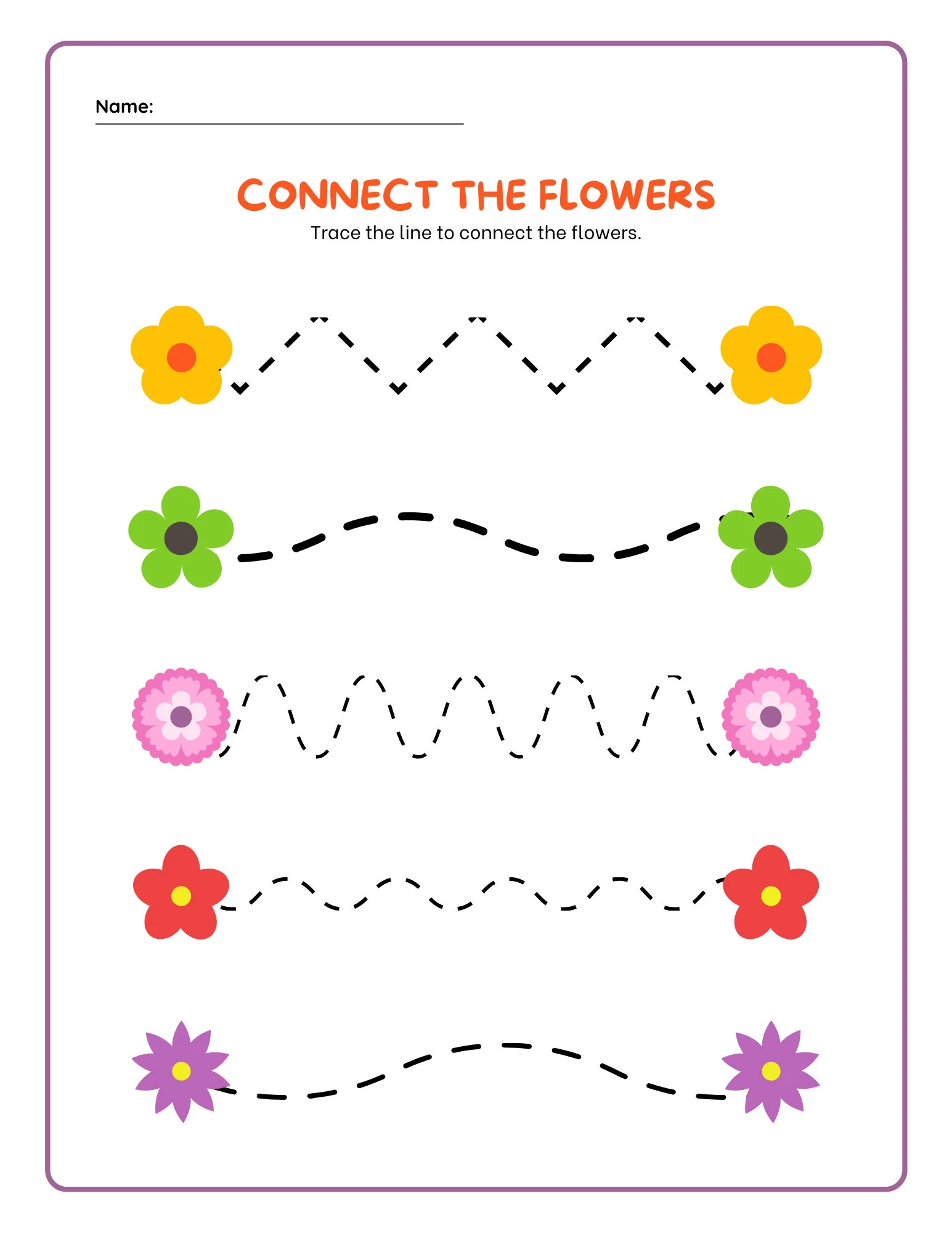 Flower Line Tracing Etsy Denmark