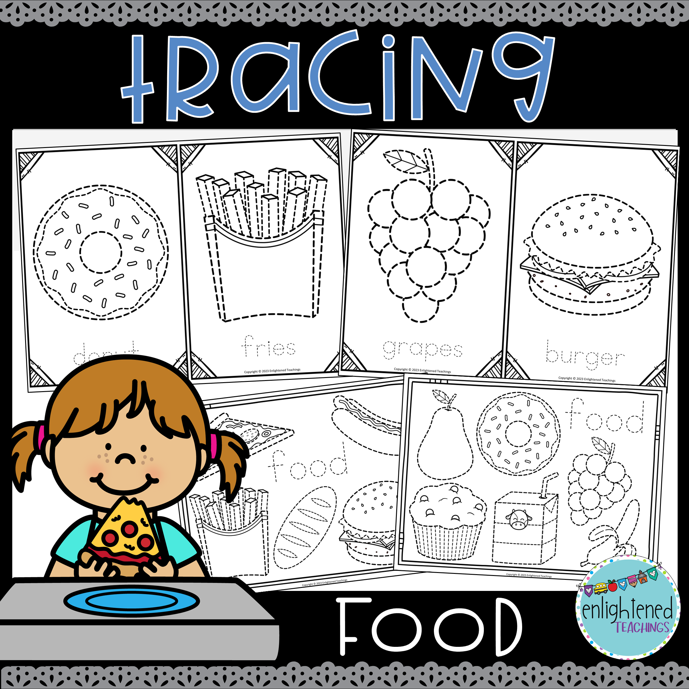 Food Tracing Worksheets Fine Motor Activity Food Prewriting Food Tracing Worksheets Fine Motor Activity Food Prewriting
