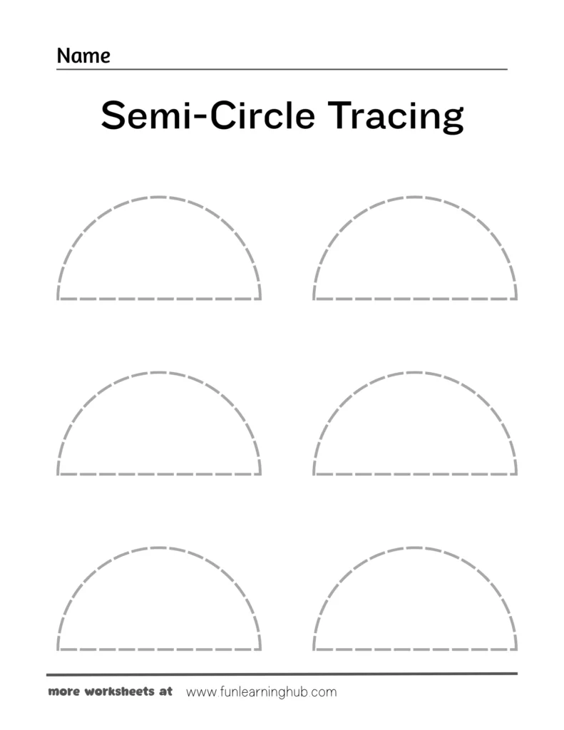 Half Circle Tracing Worksheets