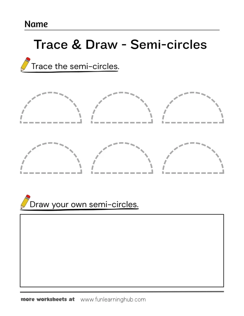 Semi Circle Tracing Worksheet