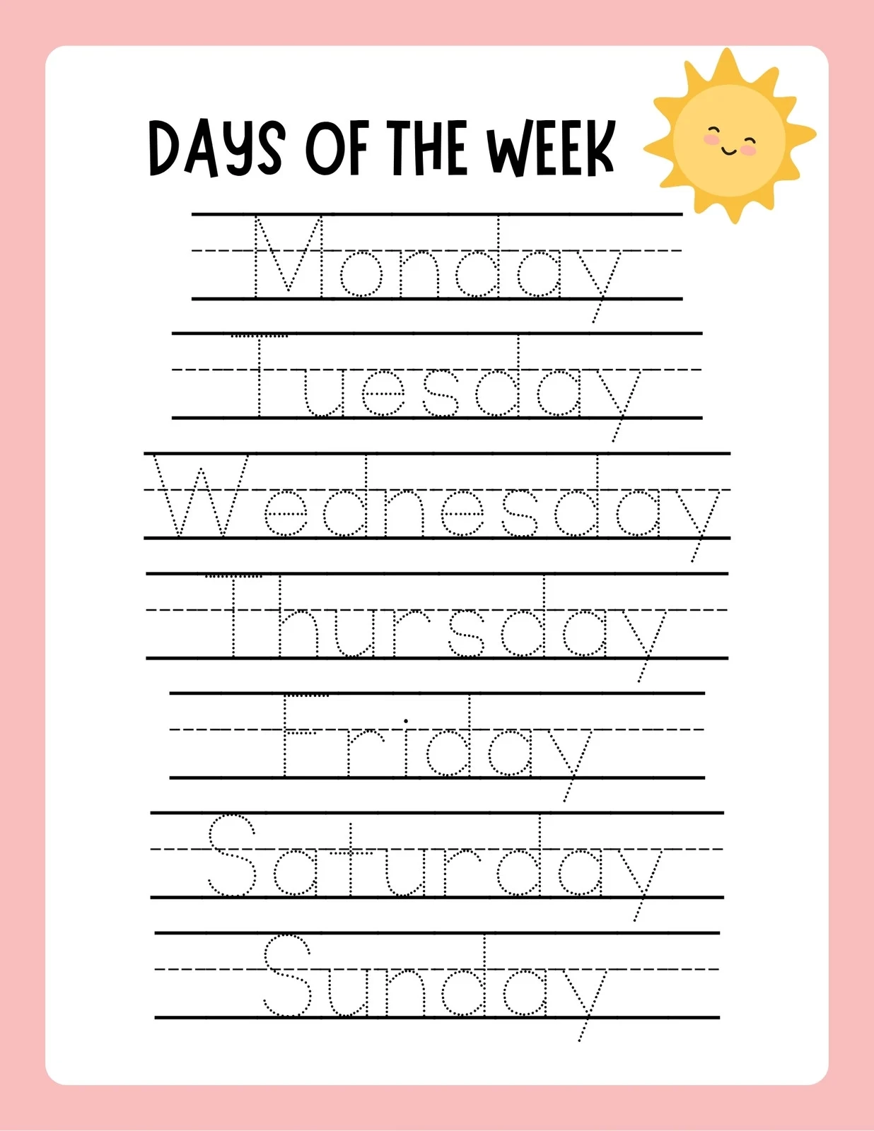 Free Printable Preschool Worksheets Tracing Words