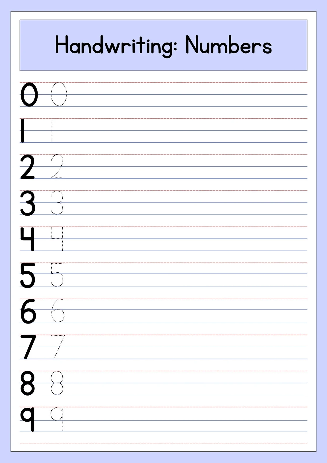 Handwriting Tracing Sheets Free