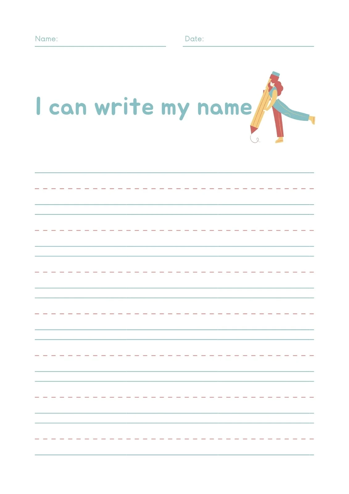 Free Name Tracing With Colored Lines