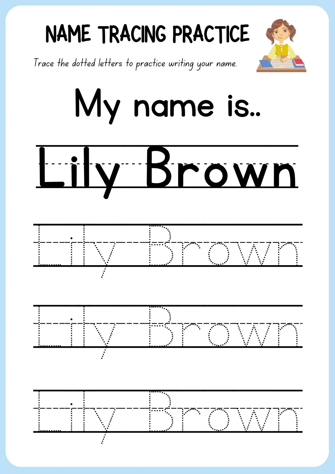 Printable Preschool Name Tracing