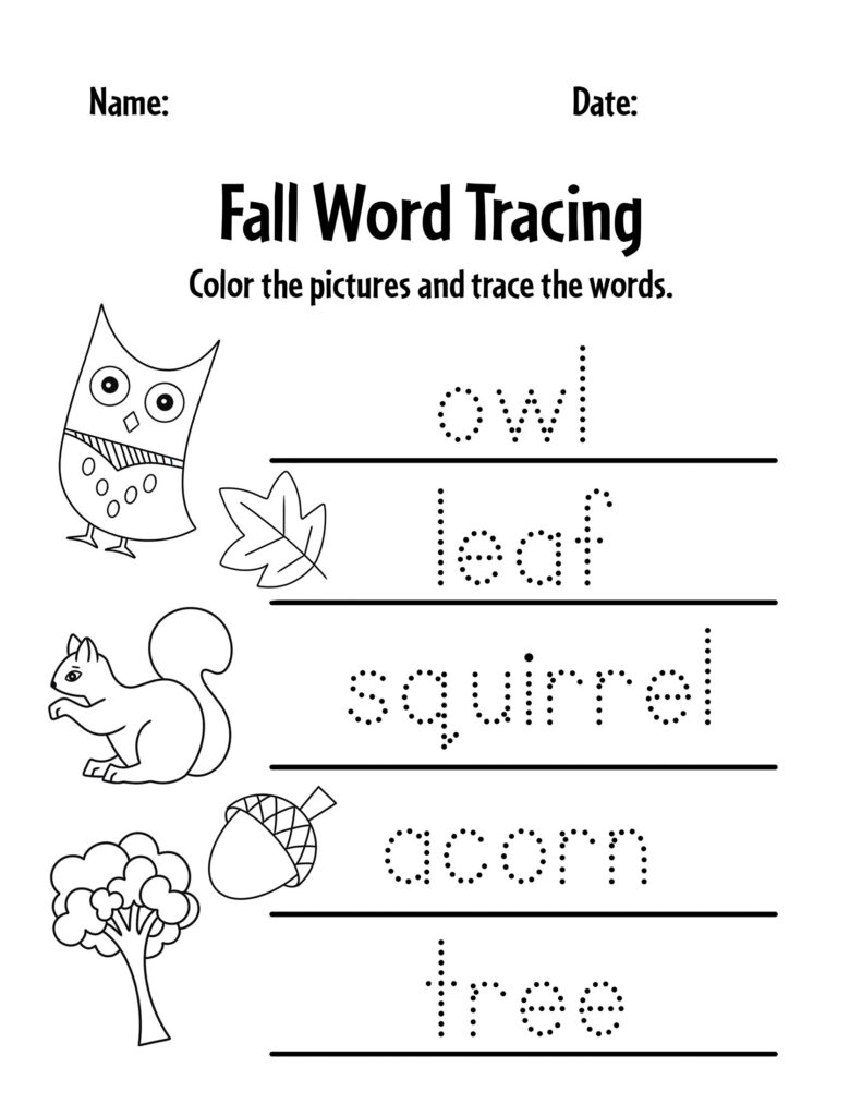 Free Fall Worksheets For Preschool The Hollydog Blog