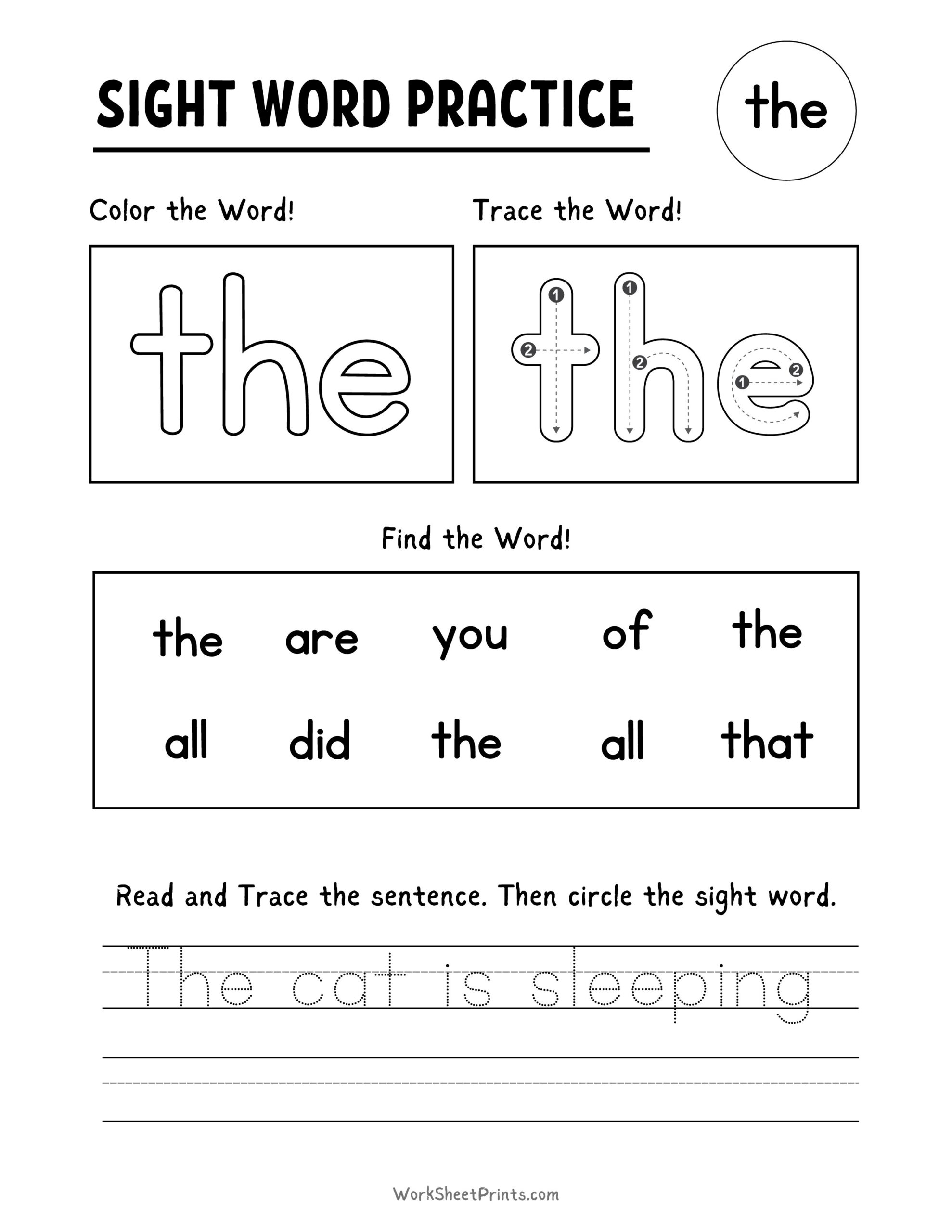 Free Printable Sight Word Tracing Worksheets Free Printable Sight Word Tracing Worksheets