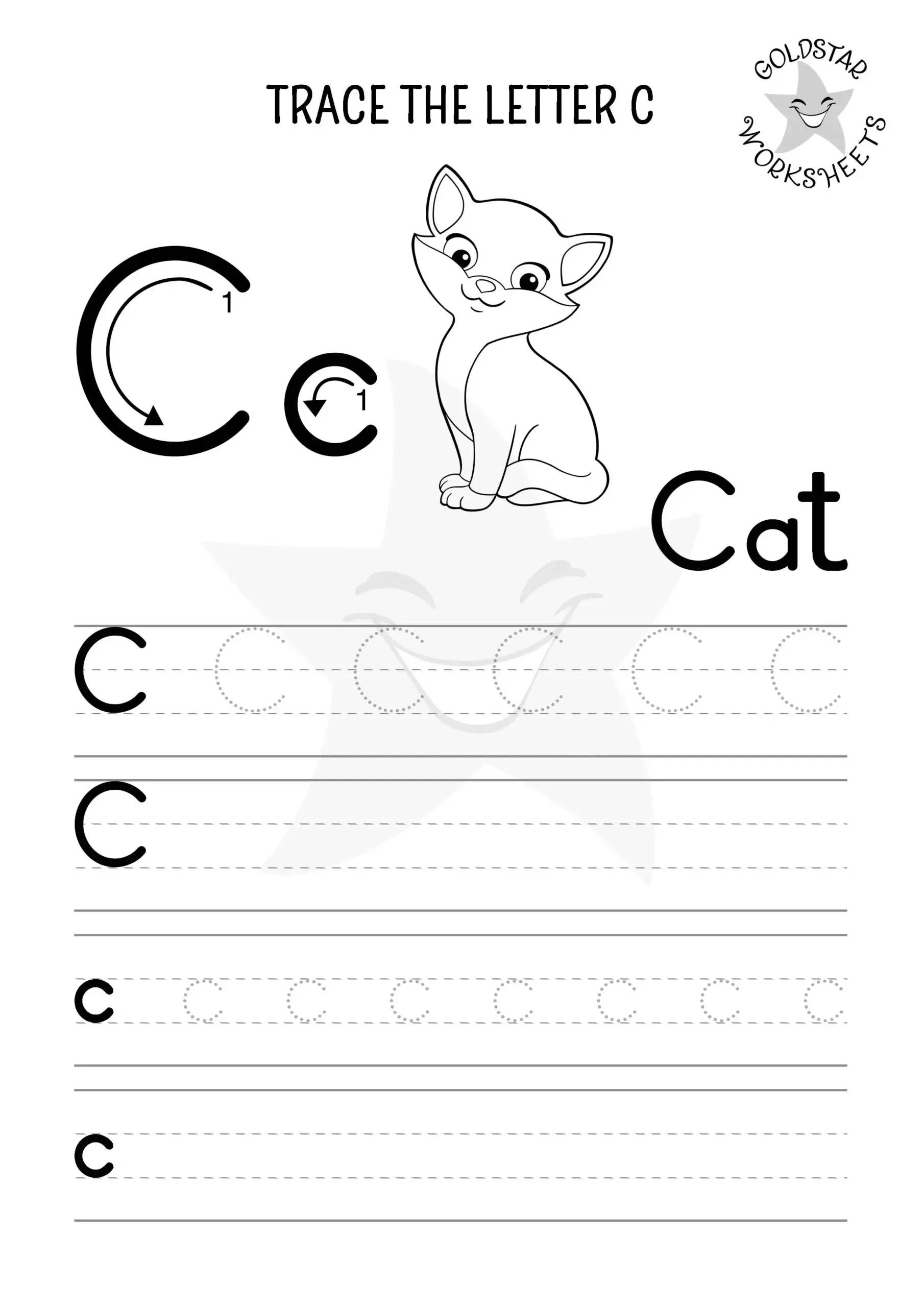 Free Letter C Tracing Sheets Cute Cat Cow amp Car Designs Kids Love 