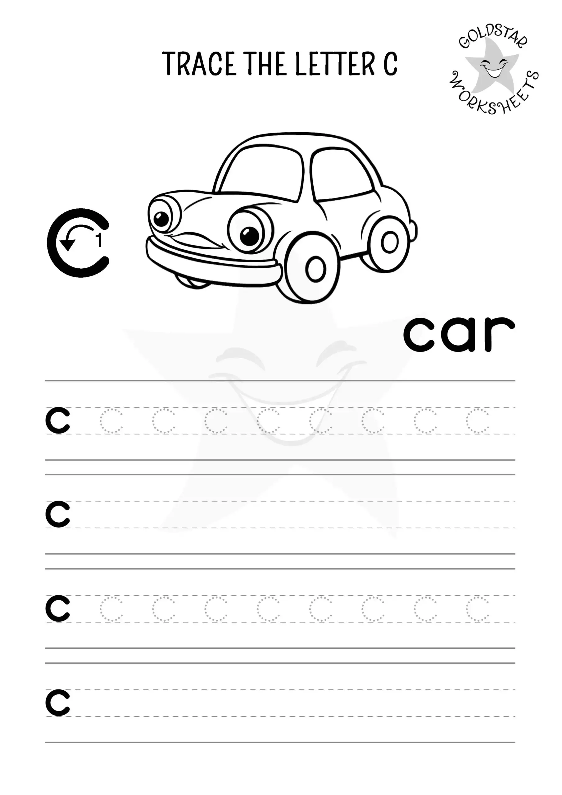 Free Letter C Tracing Sheets Cute Cat Cow amp Car Designs Kids Love 