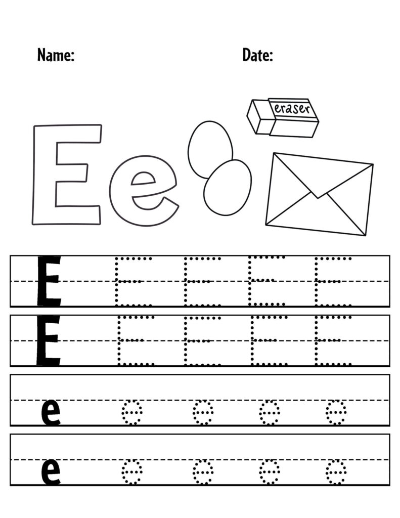 Letter Tracing Worksheets E