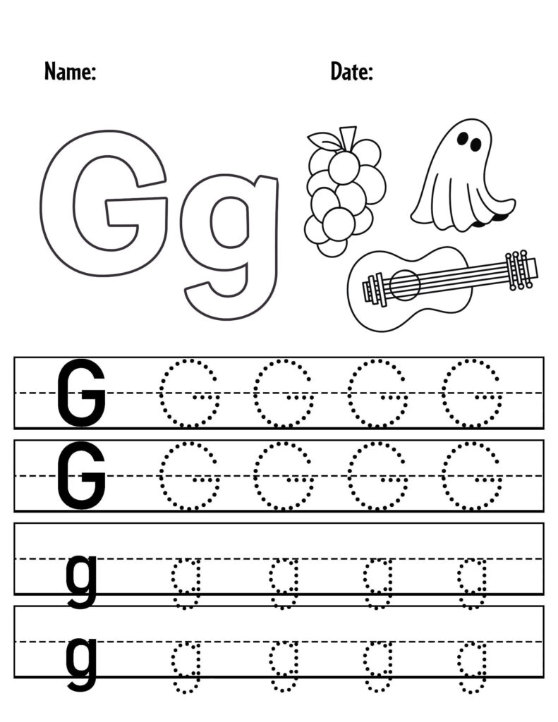 Letter G Tracing Worksheets