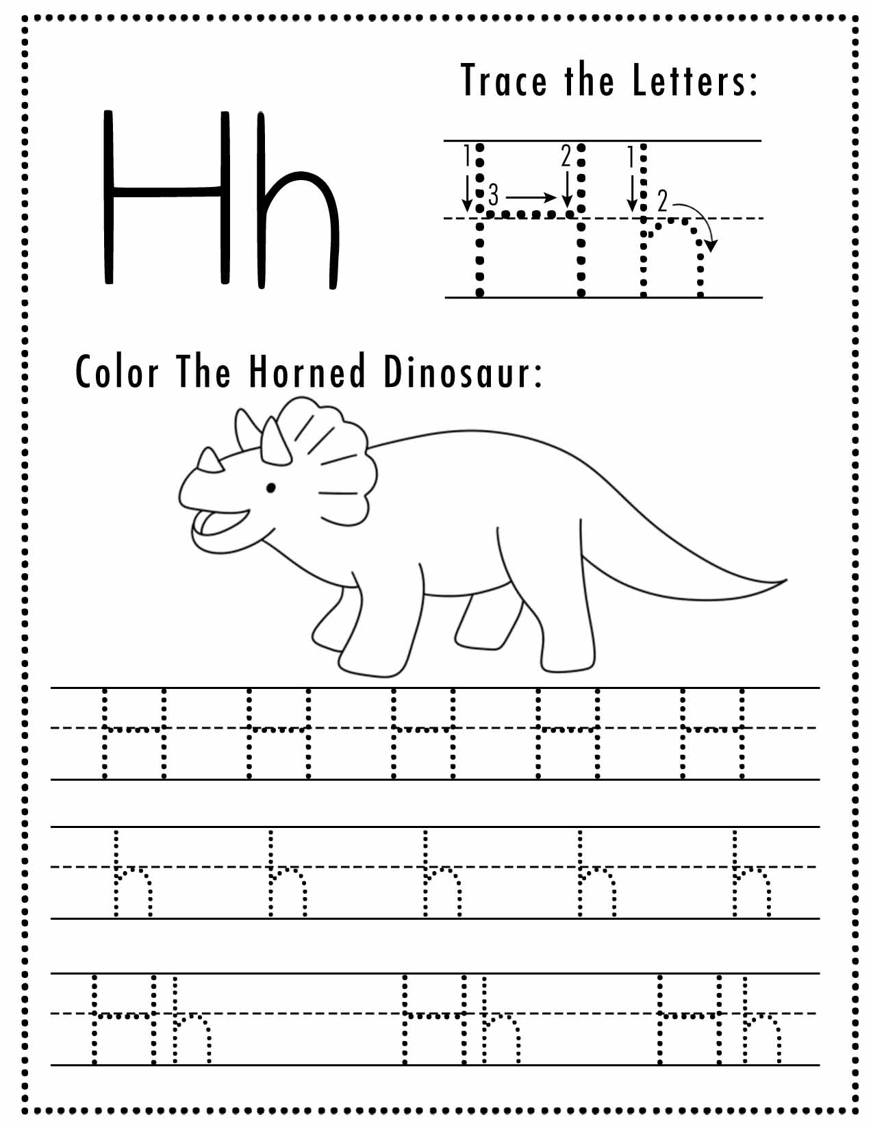 Tracing Letter H Worksheets For Kindergarten