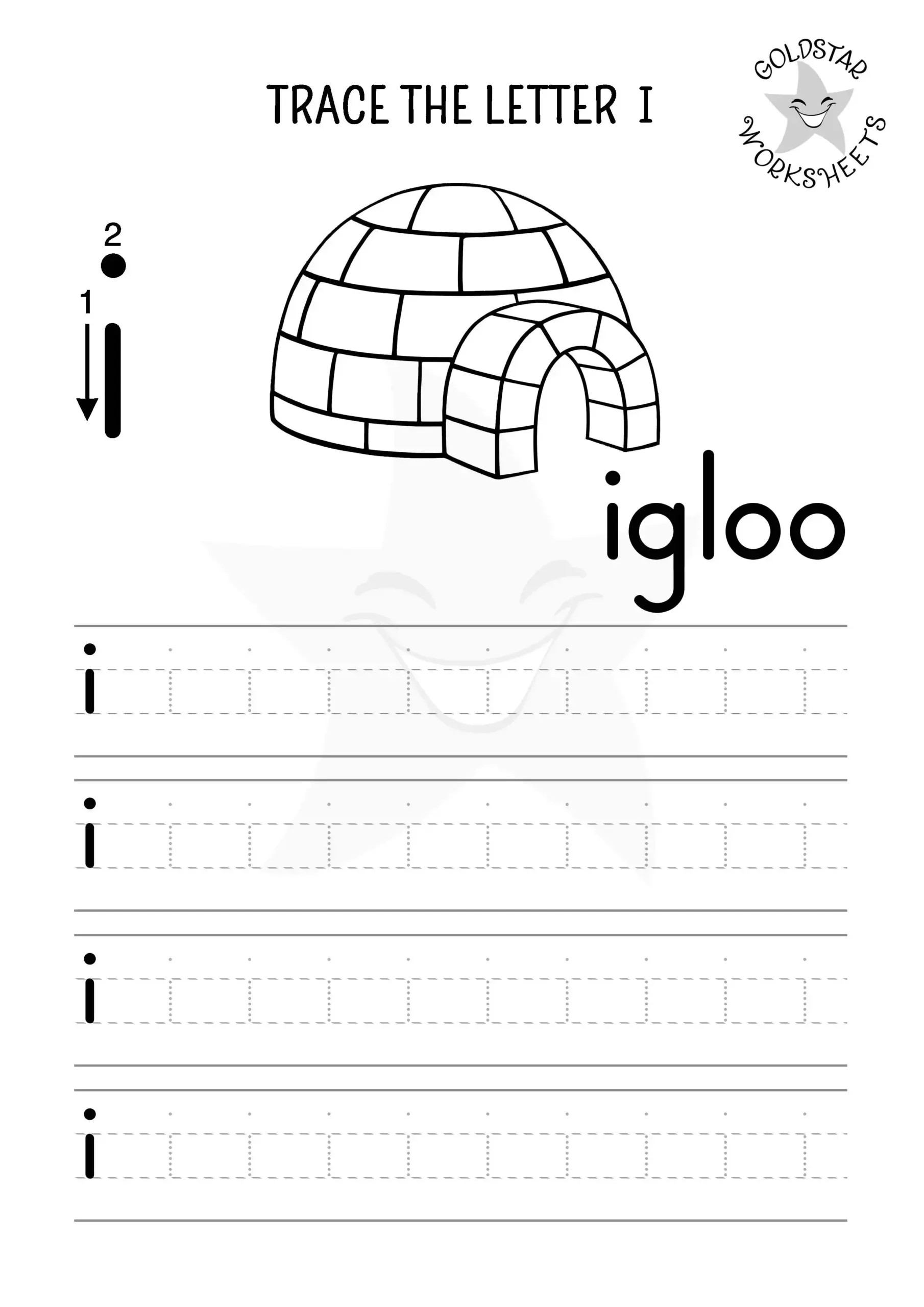 Free Letter I Tracing Worksheets Igloo And Ill Bunny Designs 