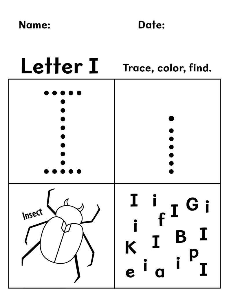 Tracing Letter I Worksheets For Preschool