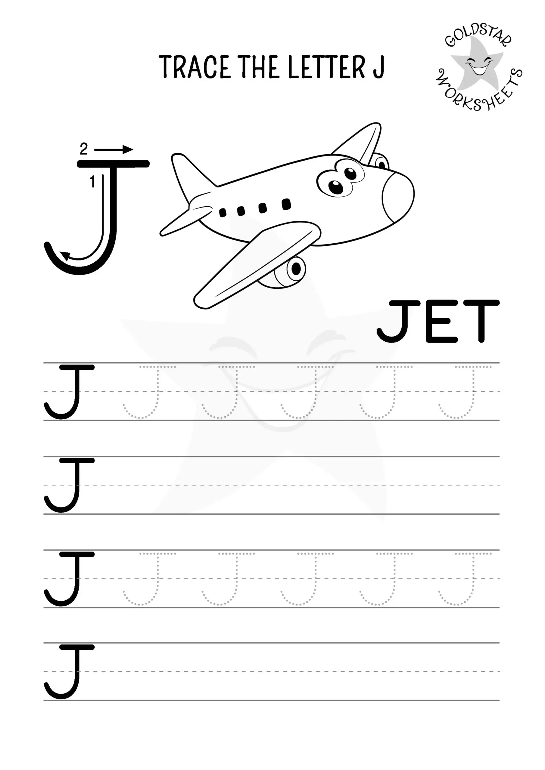 Lowercase J Tracing Worksheet