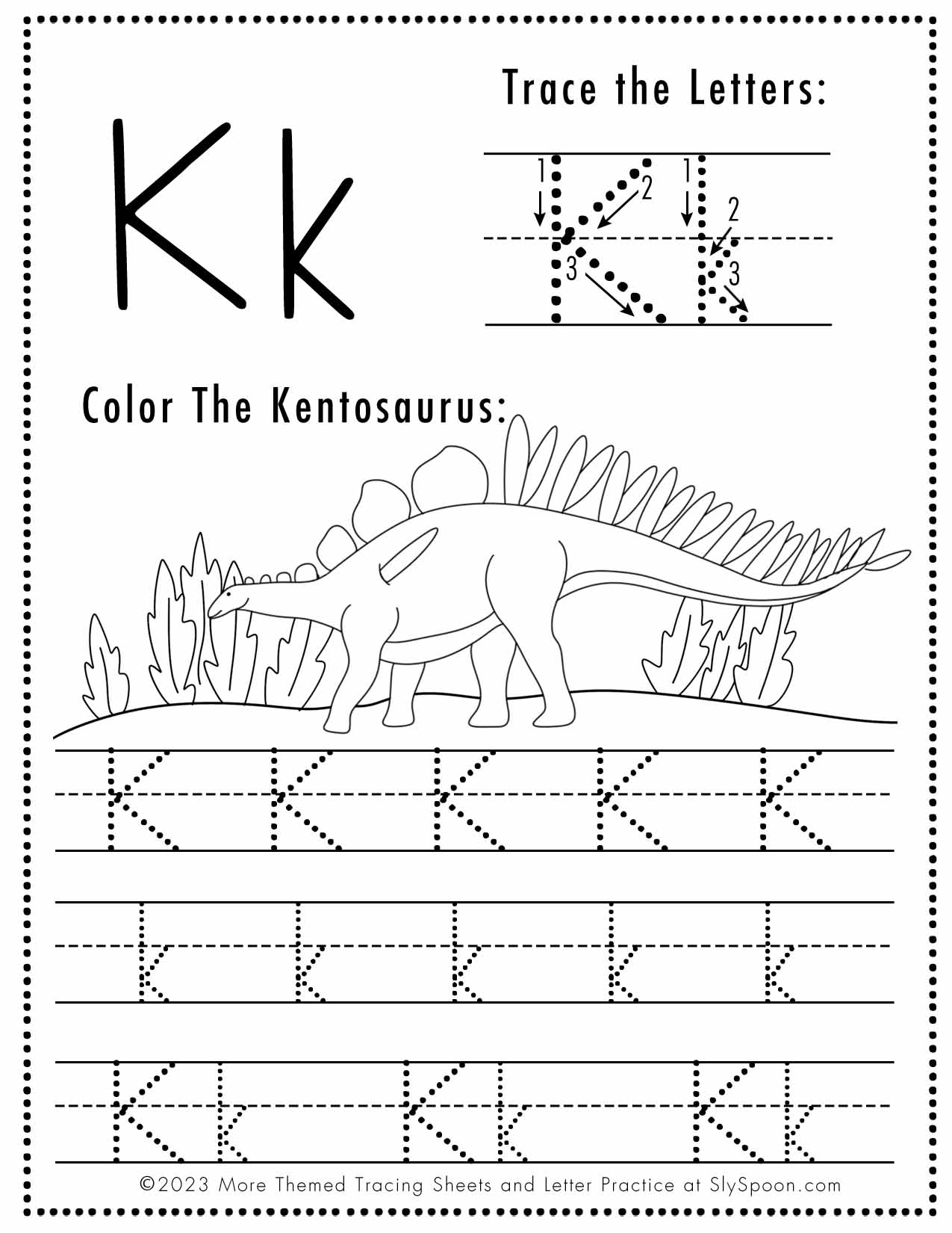 Lowercase K Tracing Worksheet