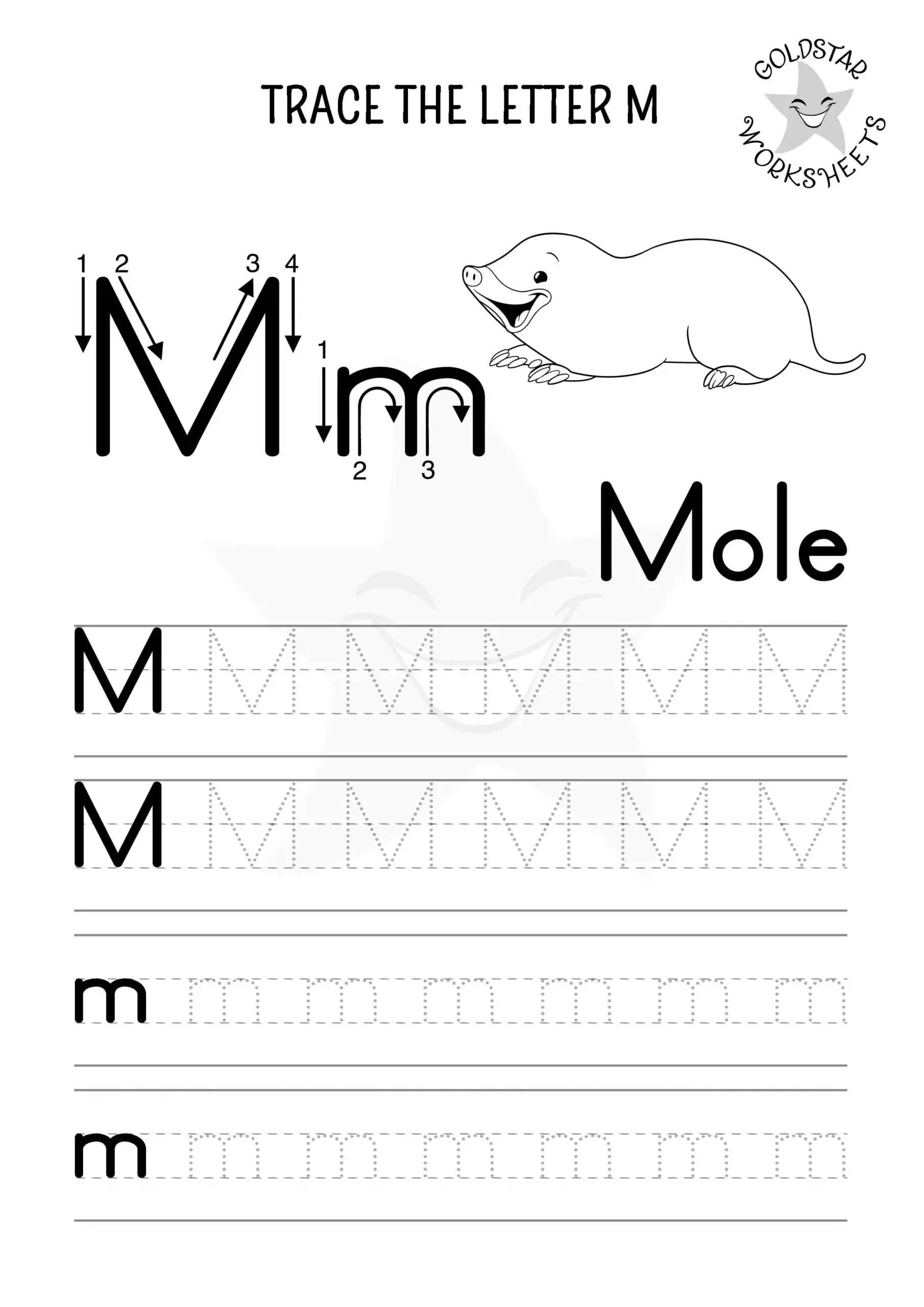 Free Letter M Tracing Worksheets Mole Moon amp More Fun Designs 