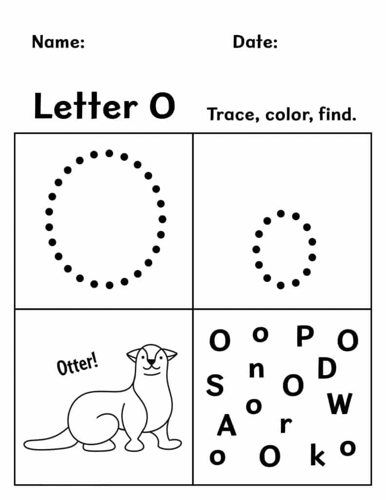 Tracing Letter O Worksheets For Preschool