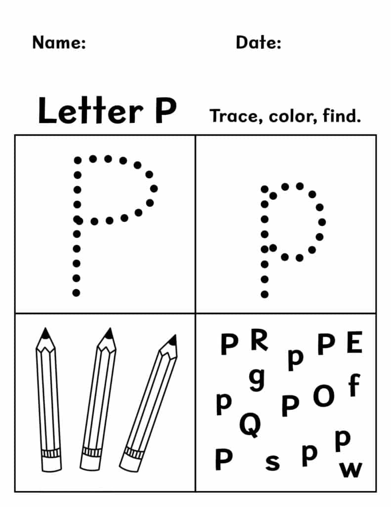 Letter P Tracing Worksheets