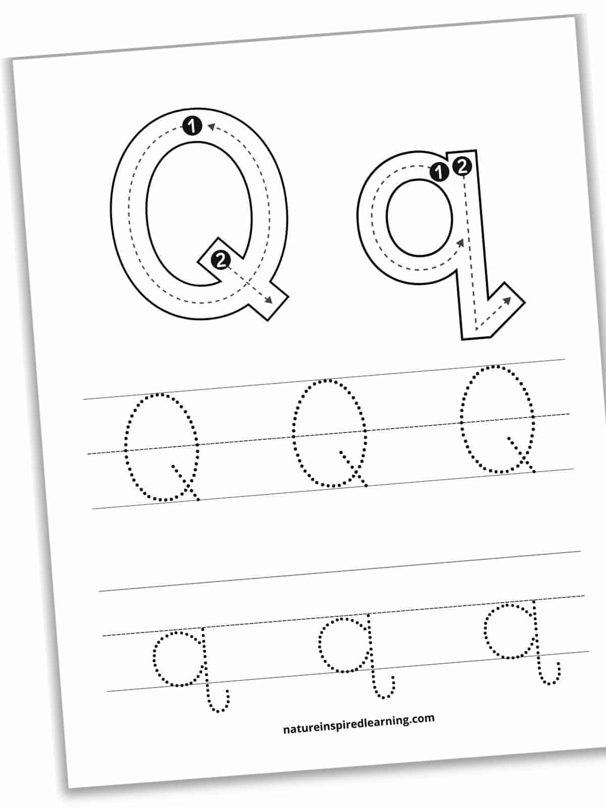 Free Letter Q Tracing Worksheets Nature Inspired Learning