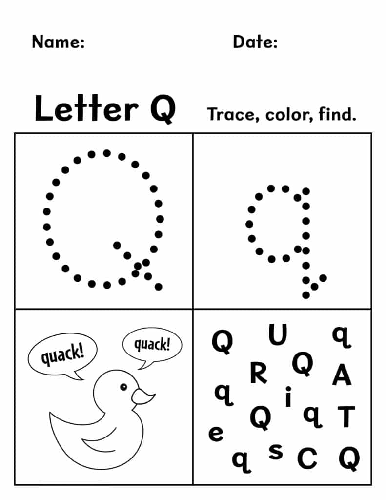 Tracing Letter Q For Preschool
