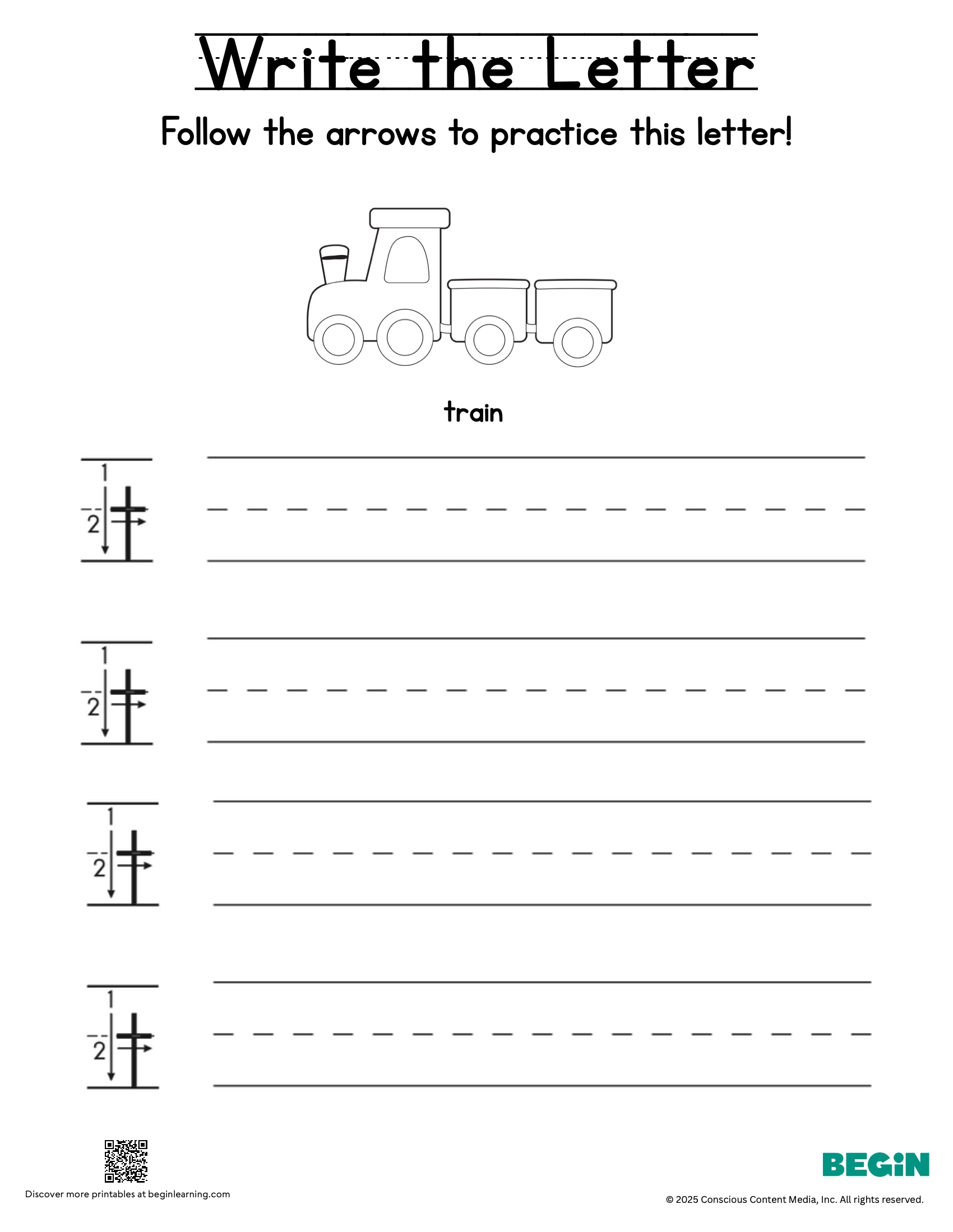 Tracing Letter T Worksheets