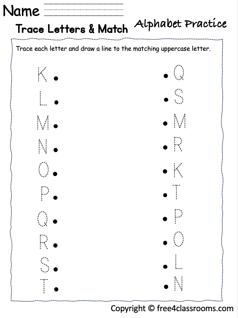 Free Letter Tracing And Matching Letters Worksheet Printable