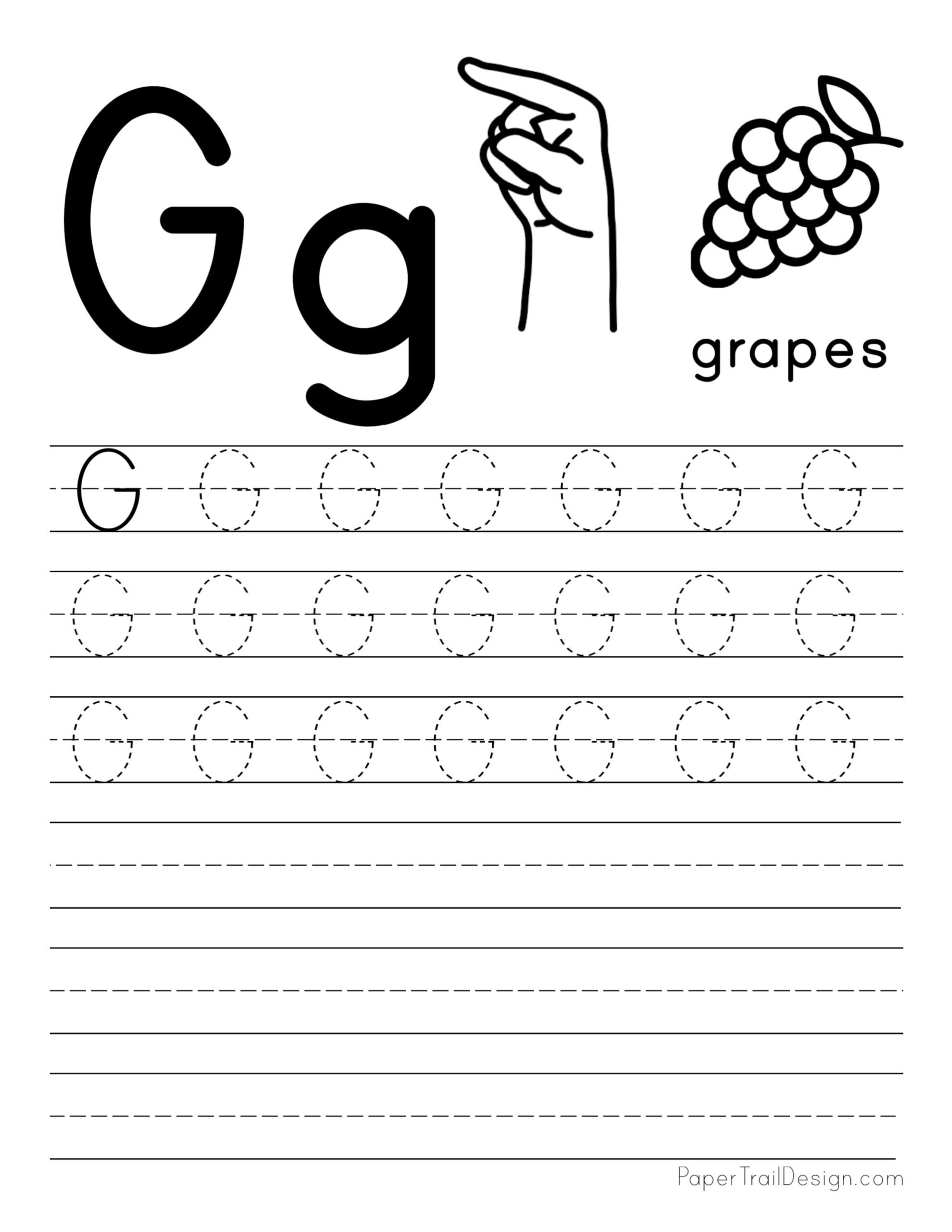 A To G Tracing Worksheet A To G Tracing Worksheet