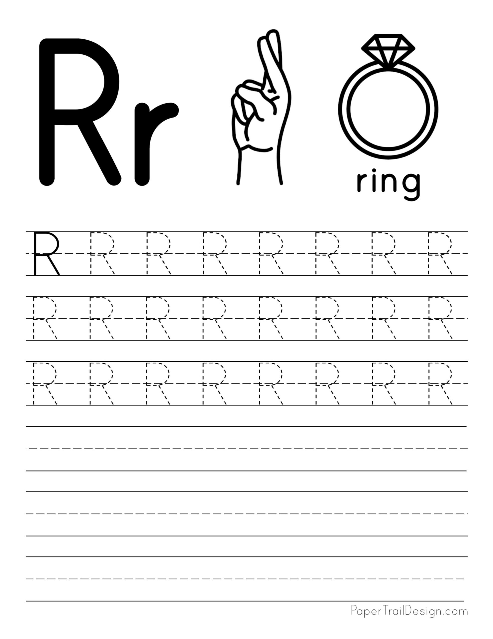R Letter Tracing Worksheet