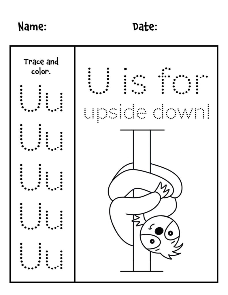 Tracing Letter U Worksheets